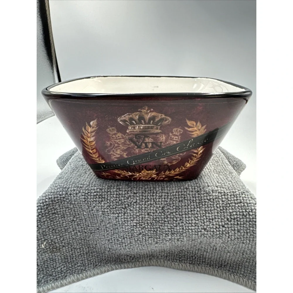 Grand‎ Vin Bordeaux Certified International Ceramic Square Bowl Brown & Cream